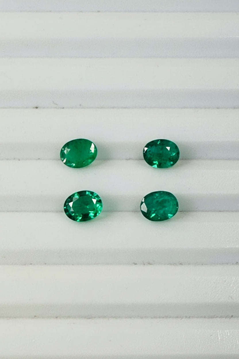 Natural Zambian Emeralds Calibrated (5*4) Oval Shape Grass Green Loose Gemstone 5Pcs Lot
