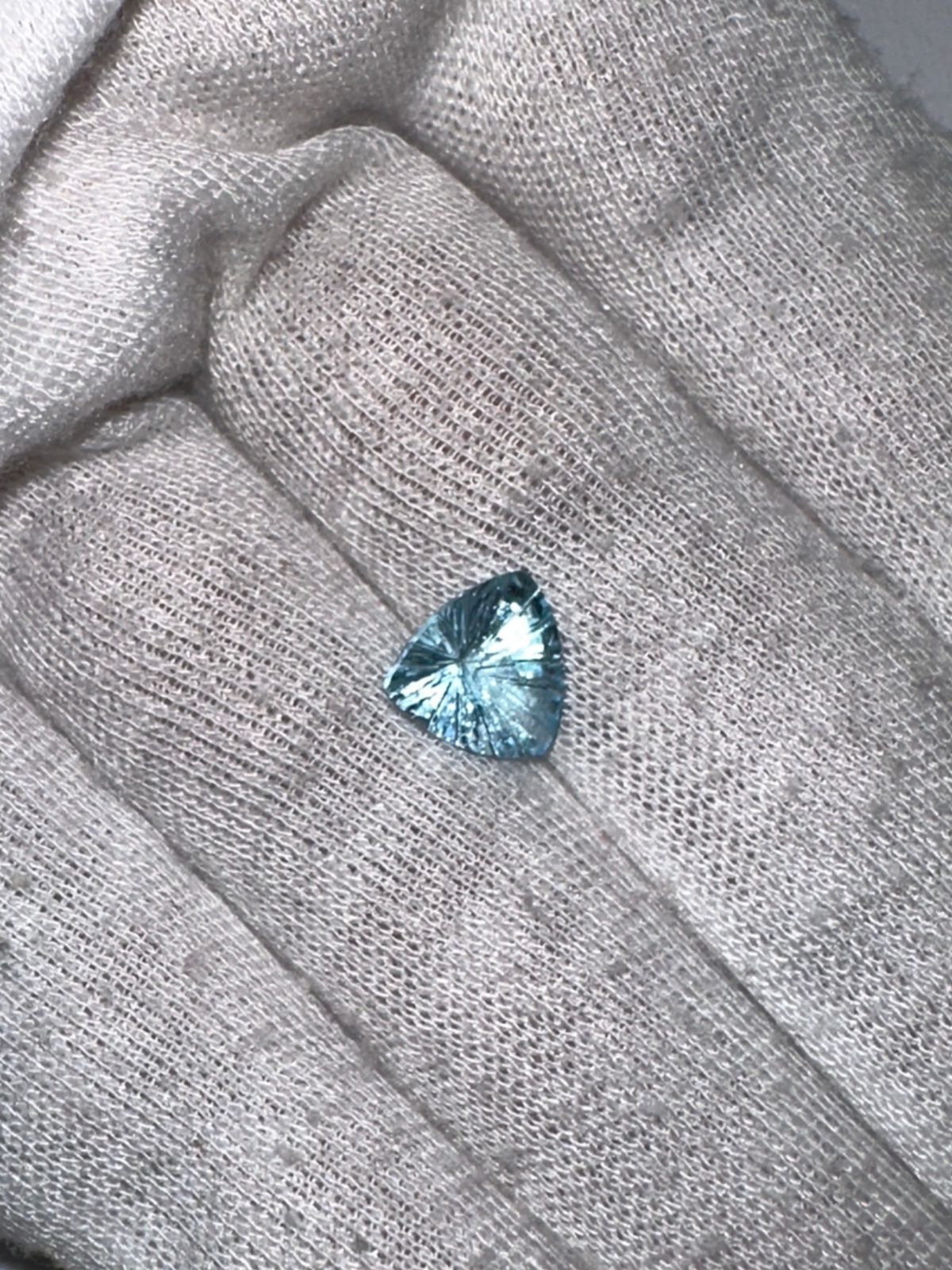 Natural Blue Topaz Trillion Concave Laser Cut Gemstone