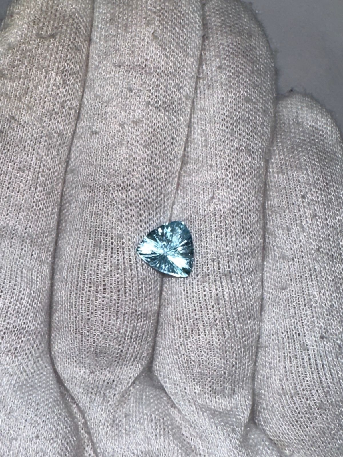 Natural Blue Topaz Trillion Concave Laser Cut Gemstone