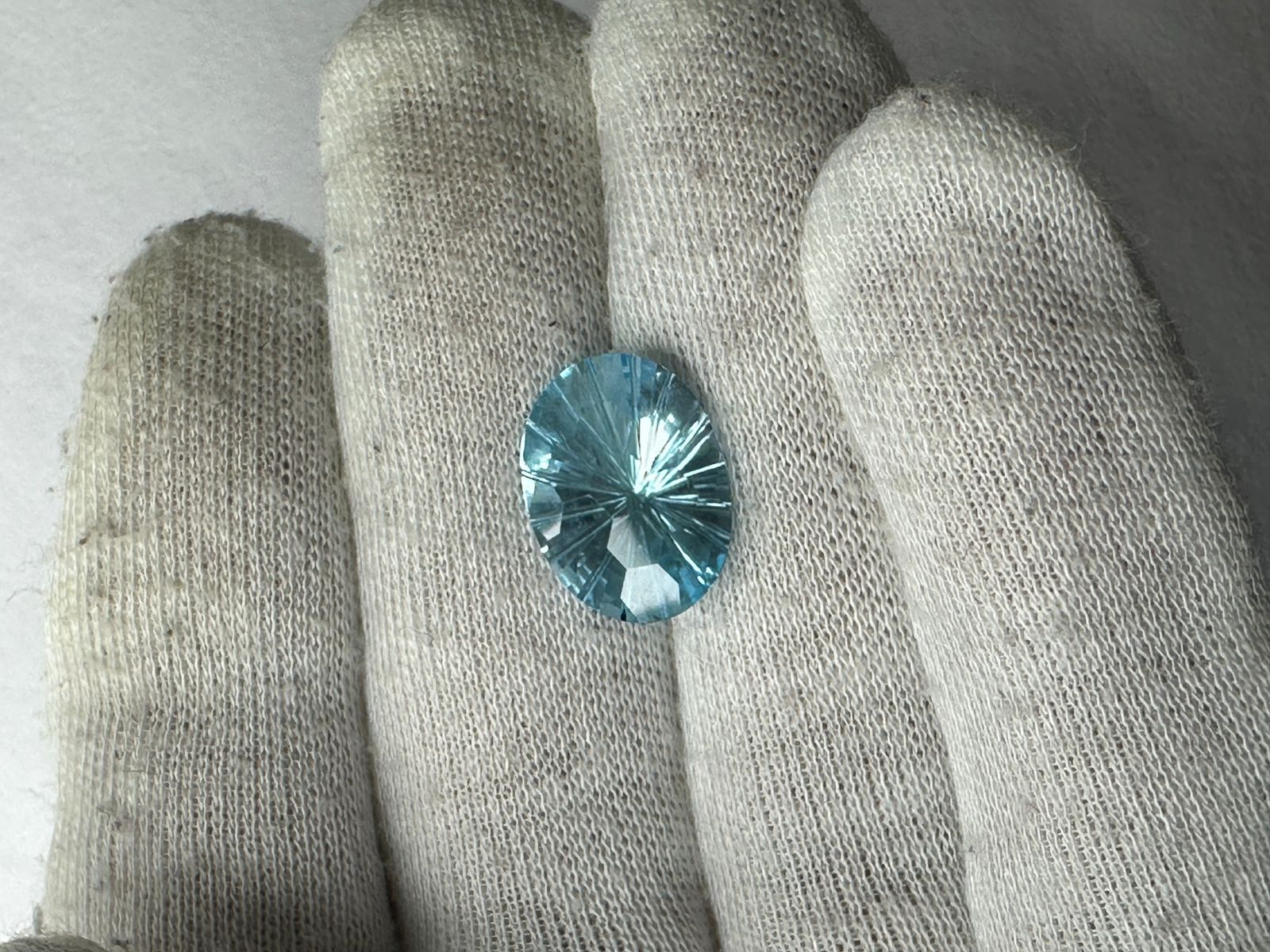 Natural Sky Blue Topaz Oval Football Laser Cut Loose Gemstone