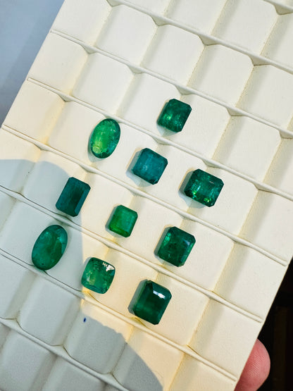 Natural Zambian Emerald Oval & Octagon Cut Vivid Green Gemstone 20crt Lot