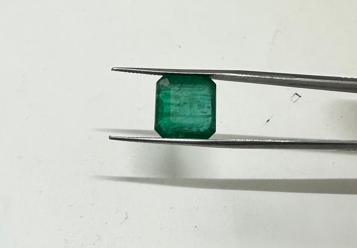 Minor Oil Natural Zambian Emerald Square Octagon Over Size
