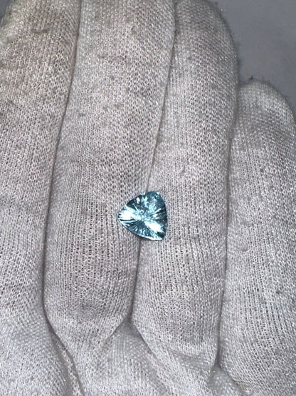Natural Blue Topaz Trillion Concave Laser Cut Gemstone