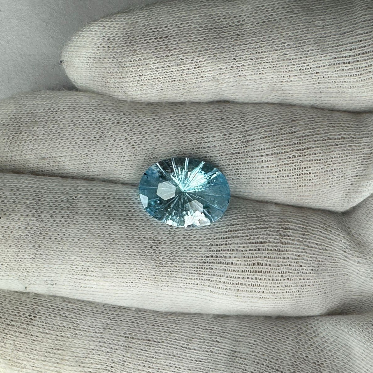 Natural Sky Blue Topaz Oval Football Laser Cut Loose Gemstone