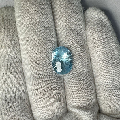 Natural Sky Blue Topaz Oval Football Laser Cut Loose Gemstone