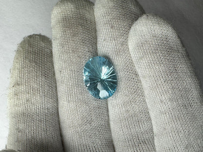 Natural Sky Blue Topaz Oval Football Laser Cut Loose Gemstone