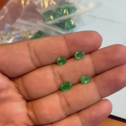Natural Zambian Emeralds Calibrated (5*4) Oval Shape Grass Green Loose Gemstone 5Pcs Lot