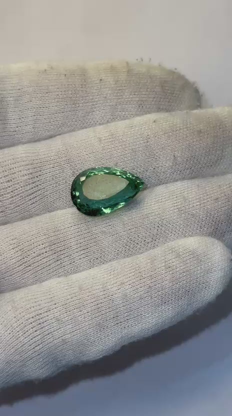 Load video: Natural Fluorite Pear Cut Loose Gemstone | Premium Pear Shape Fluorite Stone